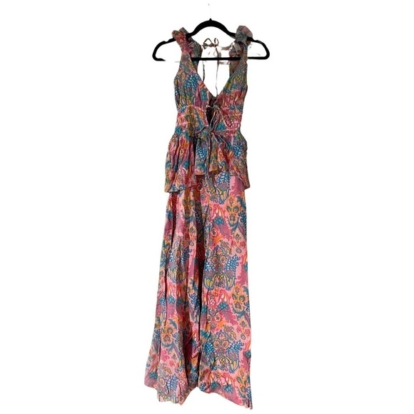 NWT ANTHROPOLOGIE LOVE THE LABEL Eva Floral Ruffled Pink Jumpsuit Sz S - Picture 3 of 8